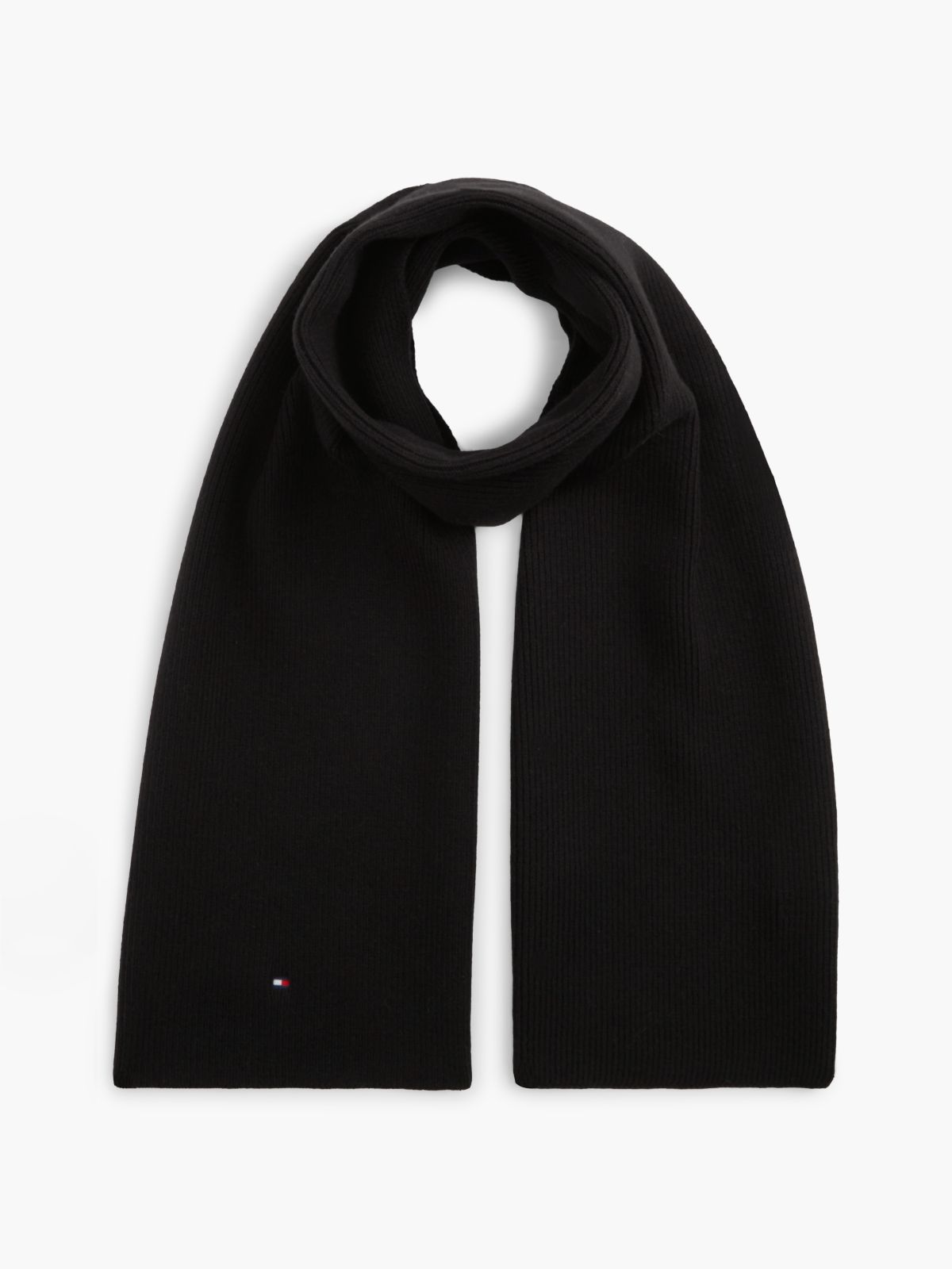 Hilfiger Flag Knit Scarf With Wool — Black