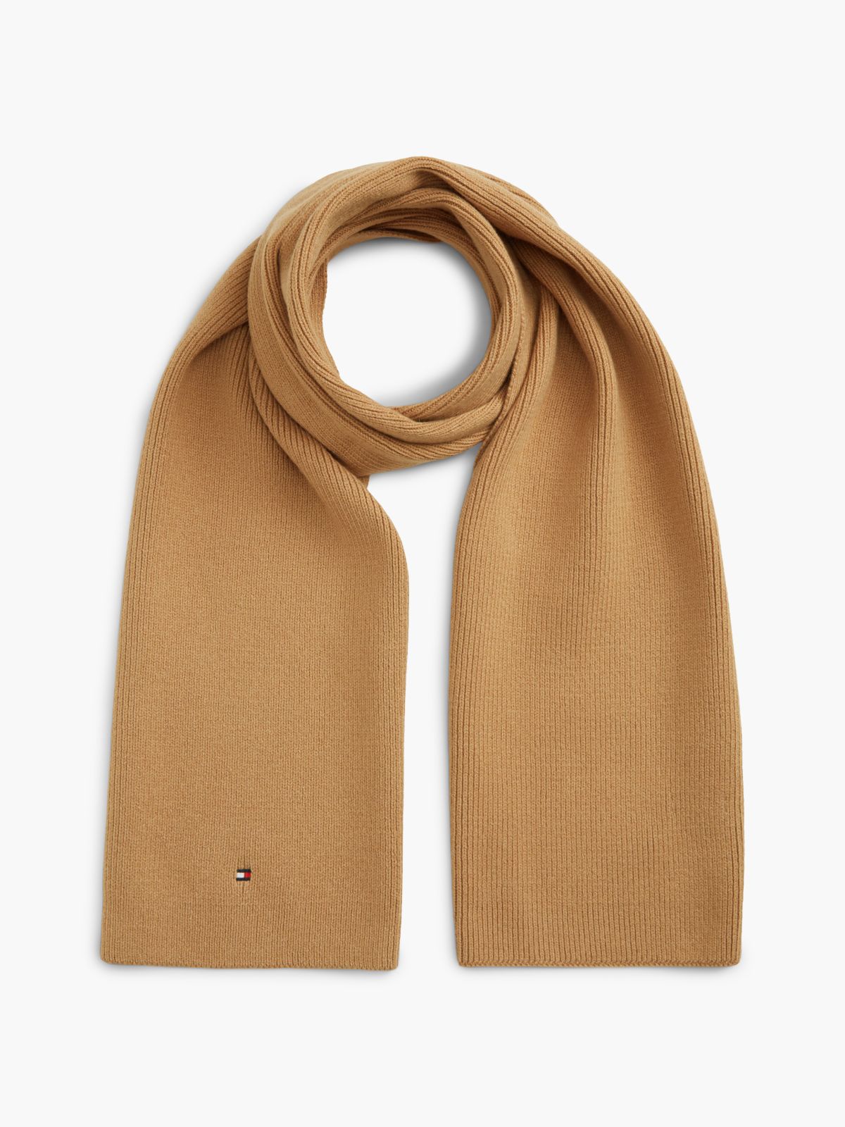 Hilfiger Flag Knit Scarf With Wool — Khaki