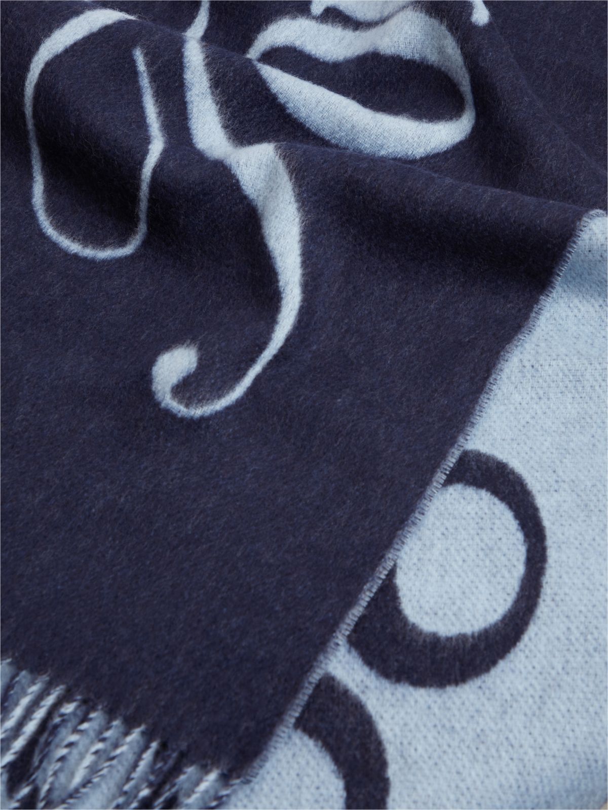 Pure Wool Woven Logo Scarf — Blue