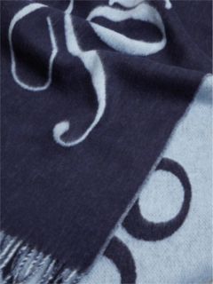 Pure Wool Woven Logo Scarf — Blue 2