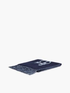 Pure Wool Woven Logo Scarf — Blue 3