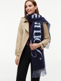Pure Wool Woven Logo Scarf — Blue 4