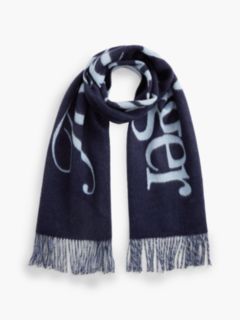 Pure Wool Woven Logo Scarf — Blue 1