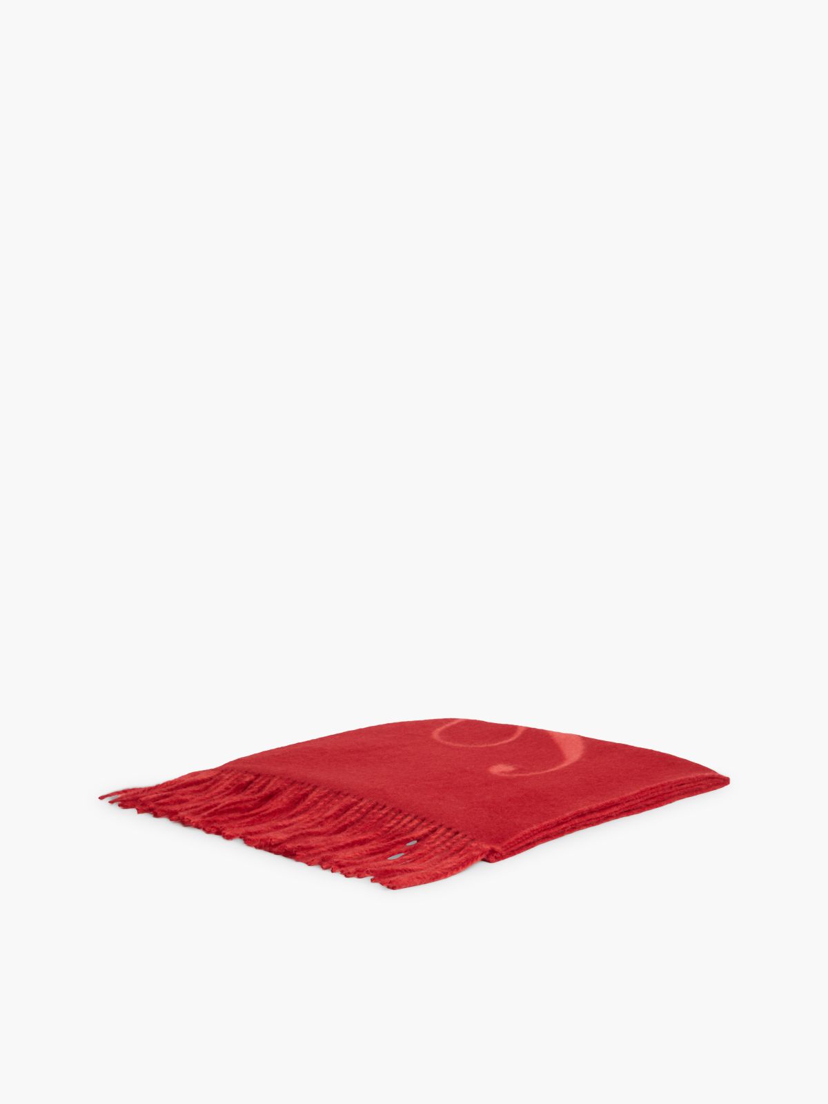 Pure Wool Woven Logo Scarf — Red