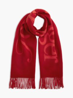 Pure Wool Woven Logo Scarf — Red 1