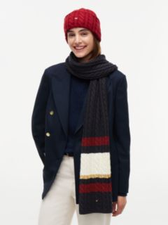 Flag Cable Knit Scarf With Alpaca — Blue 4