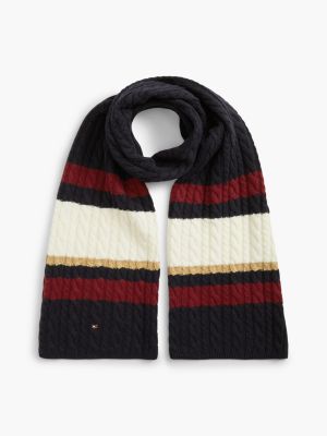 sciarpa a maglia intrecciata con alpaca blue da donne tommy hilfiger