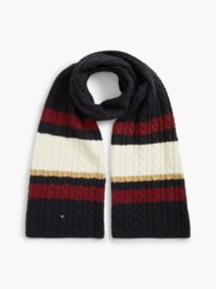 Flag Cable Knit Scarf With Alpaca — Blue 1