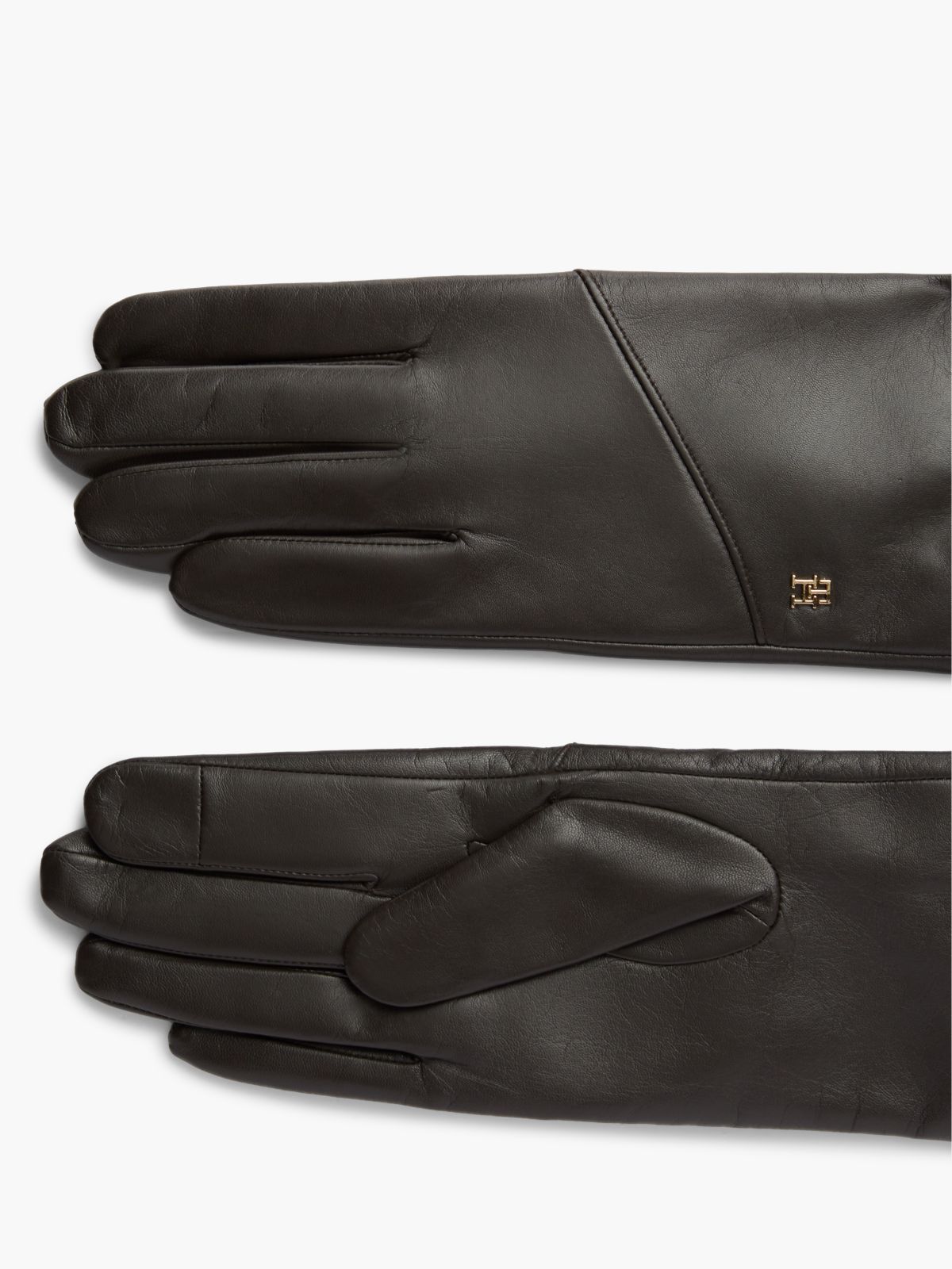 Chic TH Monogram Leather Gloves — Brown