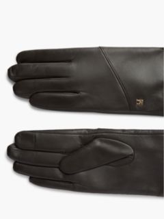 Chic TH Monogram Leather Gloves — Brown 2
