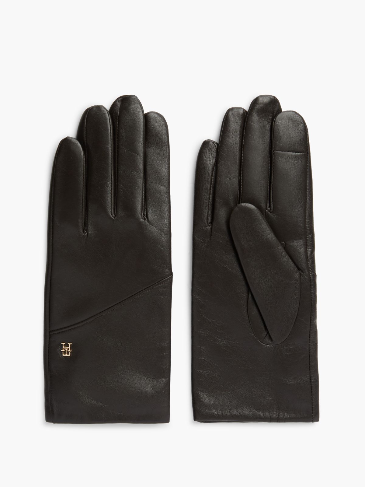 Chic TH Monogram Leather Gloves — Brown
