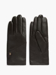 Chic TH Monogram Leather Gloves — Brown 1