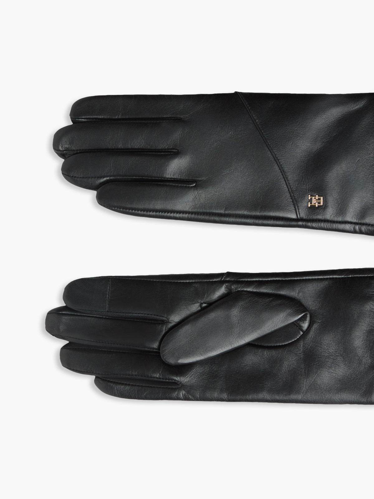 Chic TH Monogram Leather Gloves — Black