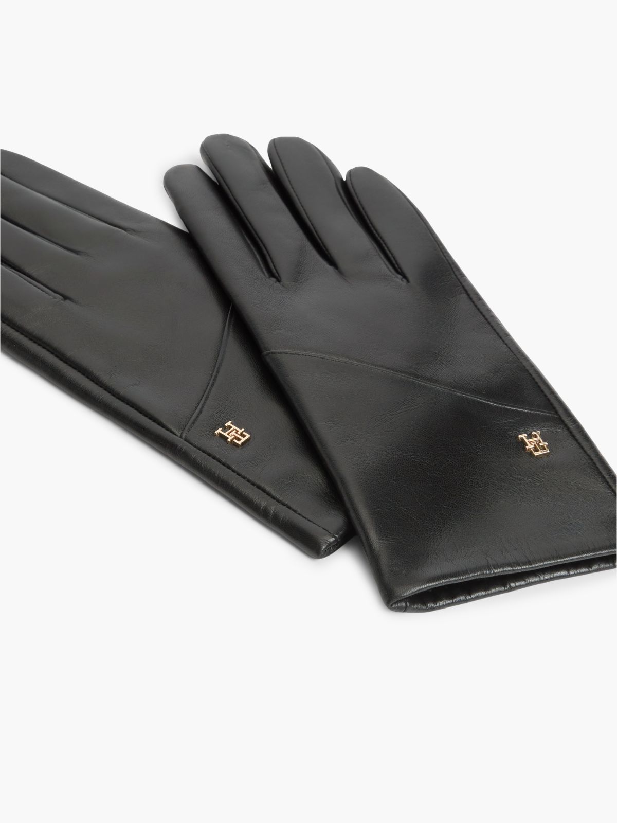 Chic TH Monogram Leather Gloves — Black