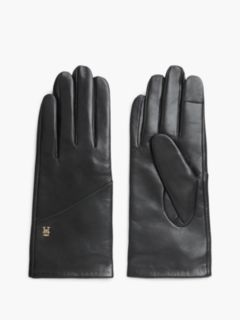Chic TH Monogram Leather Gloves — Black 1