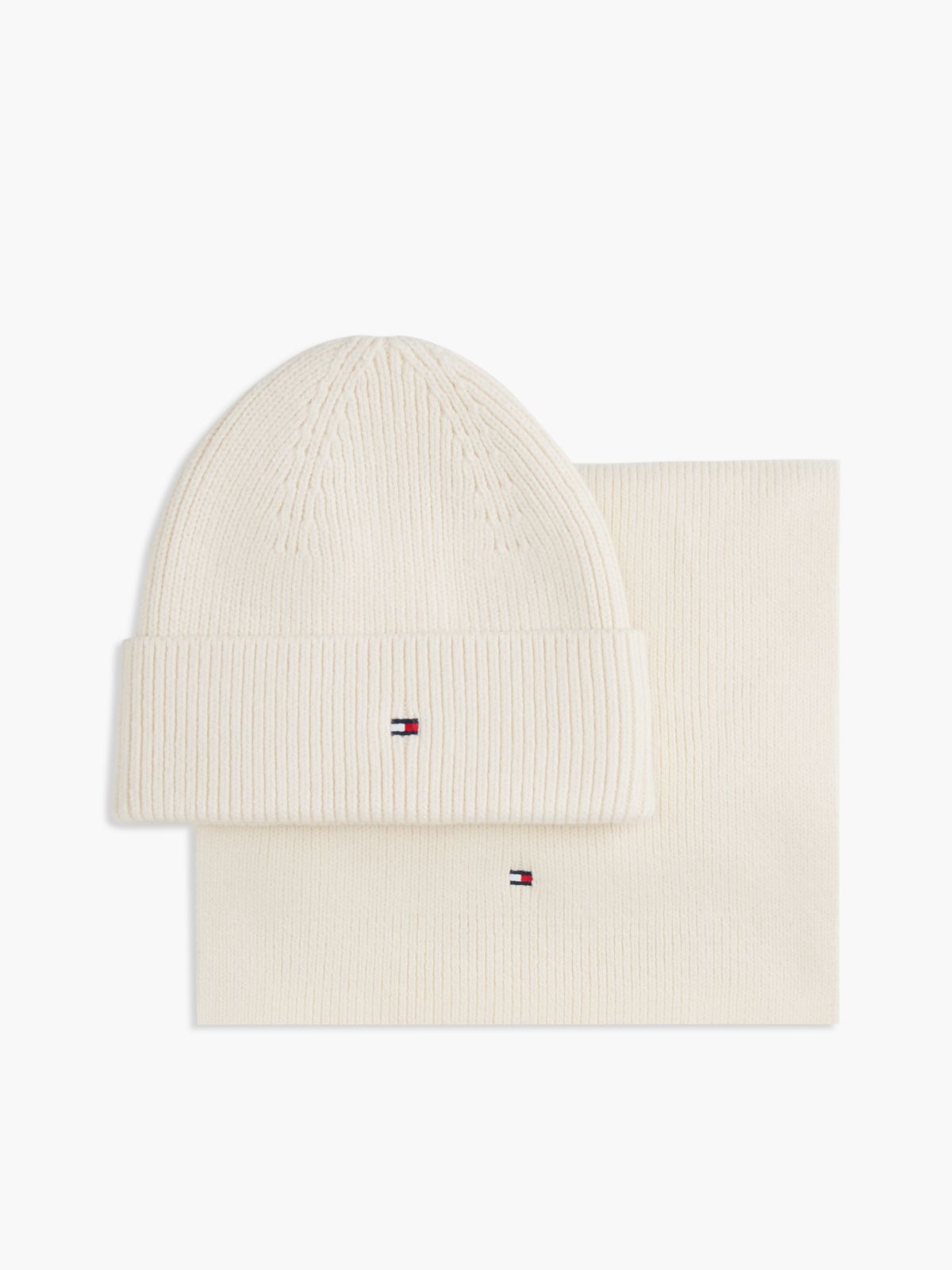 Hilfiger Flag Beanie And Scarf Gift Box — Beige