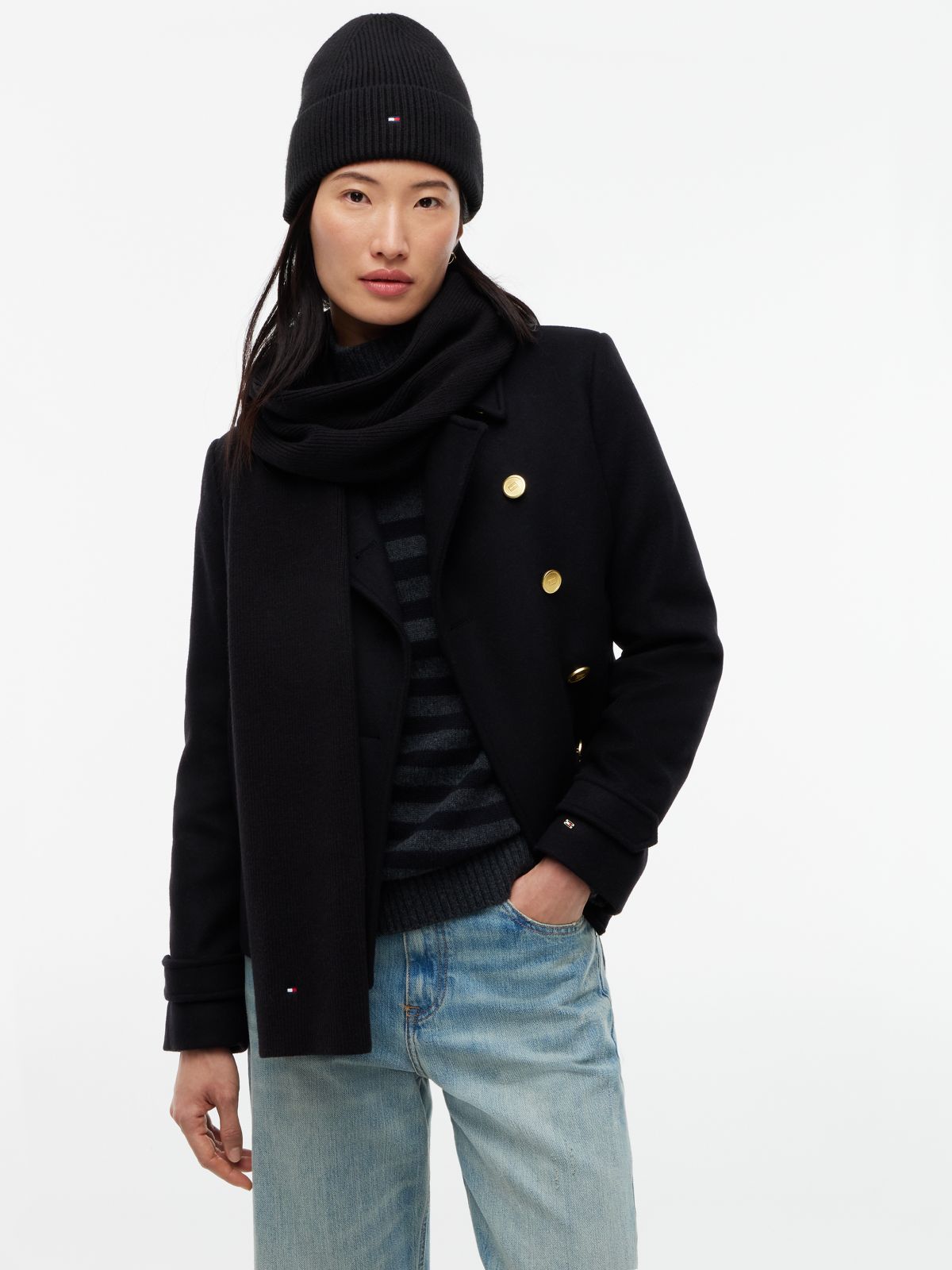 Hilfiger Flag Beanie And Scarf Gift Box — Black