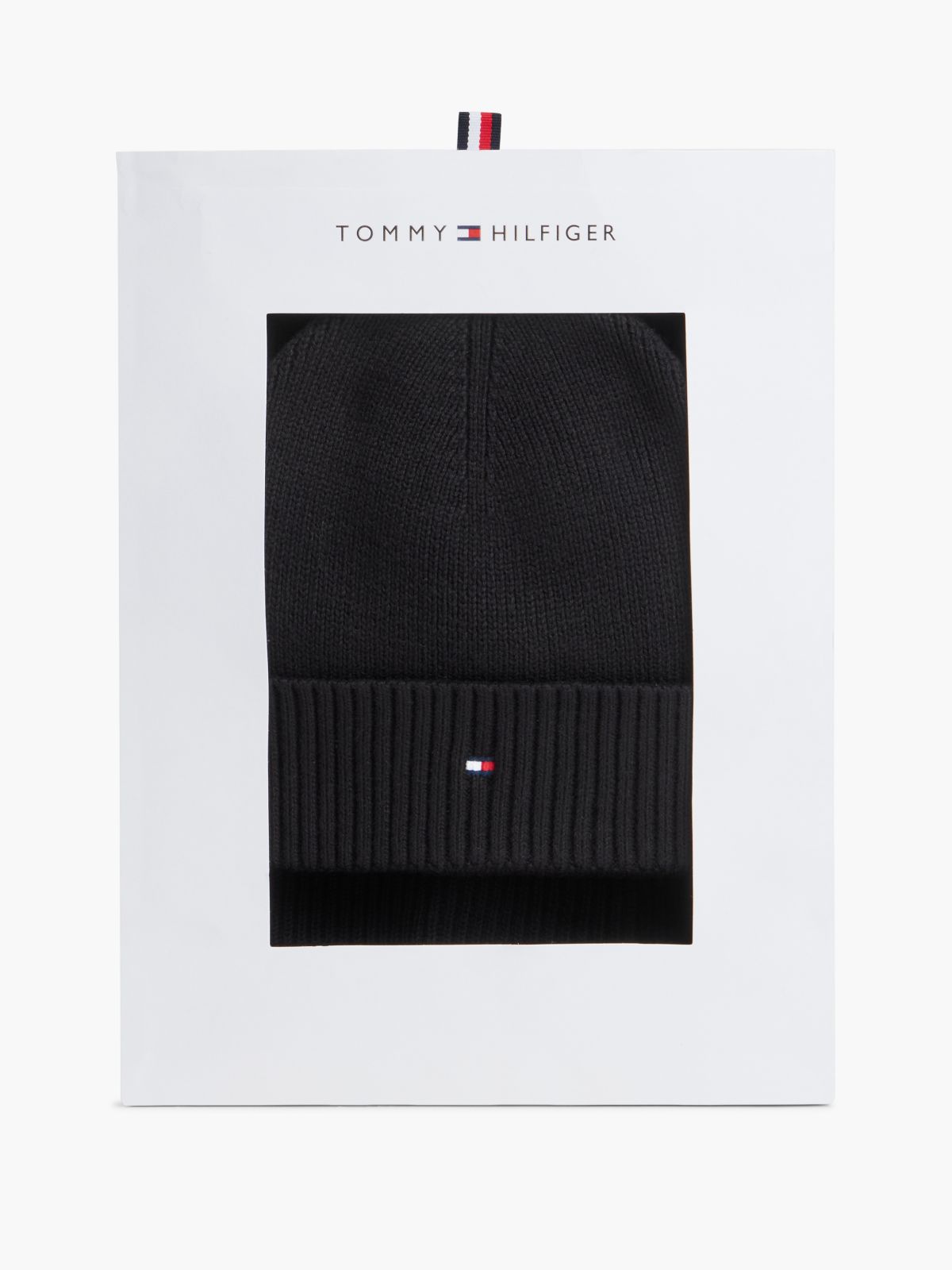 Hilfiger Flag Beanie And Scarf Gift Box — Black