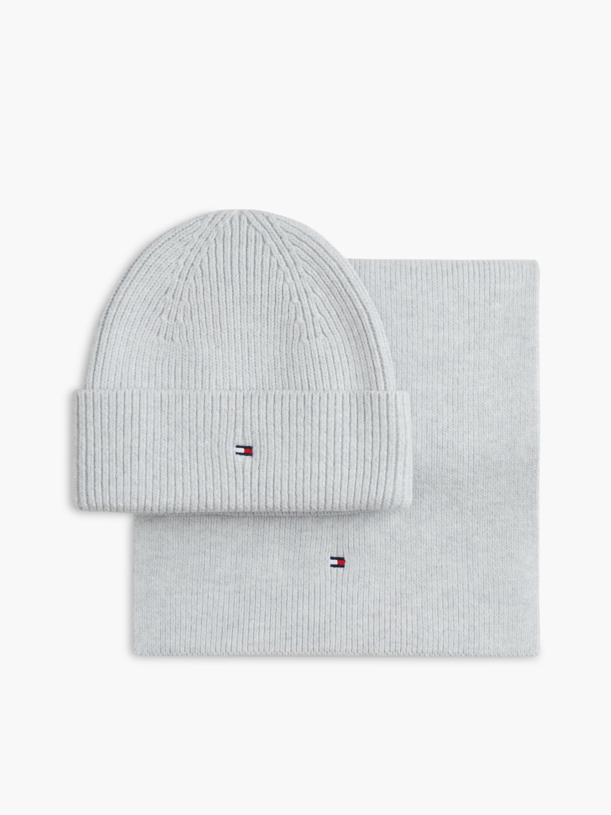 Hilfiger Flag Beanie And Scarf Gift Box — Grey