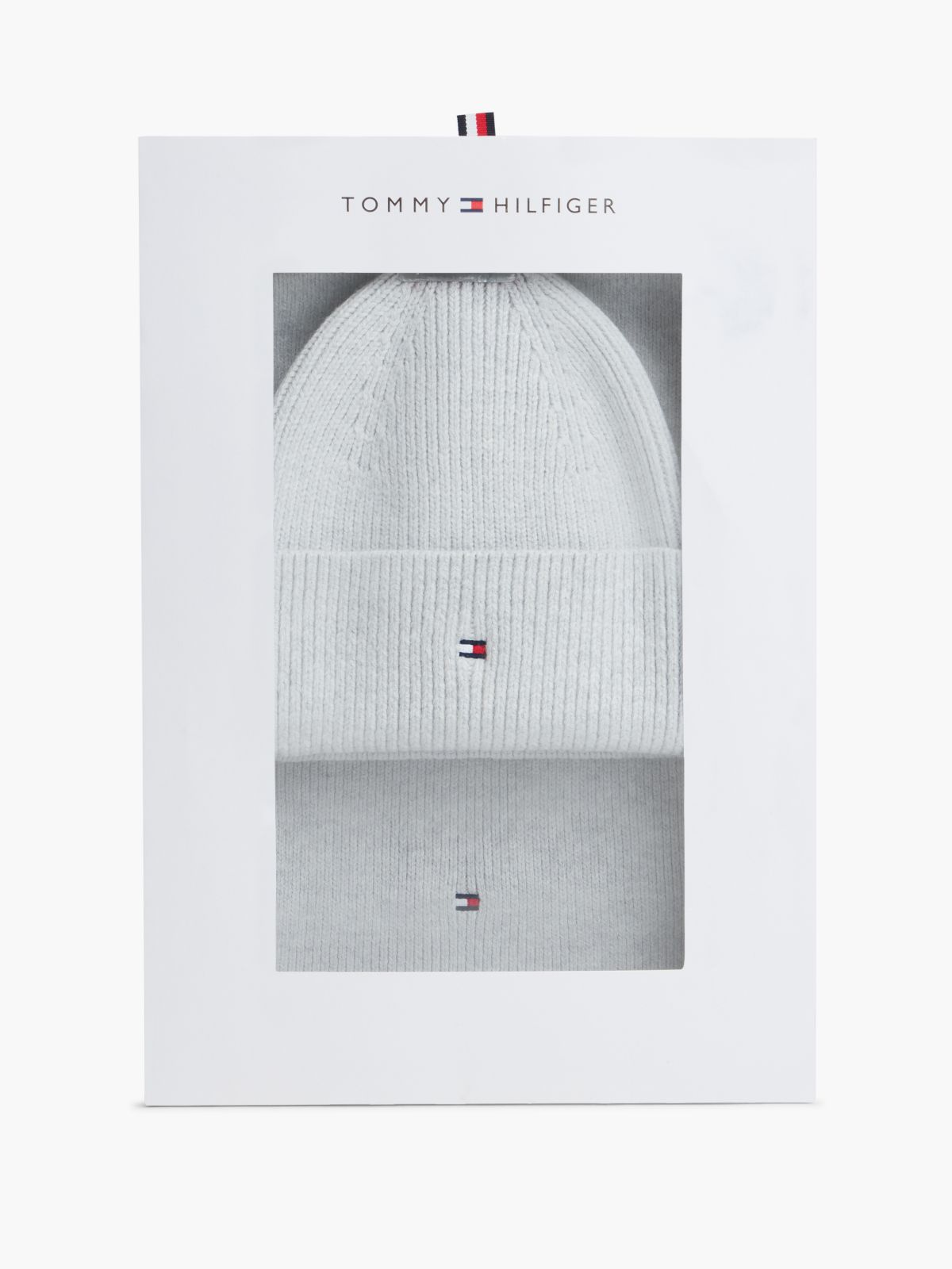 Hilfiger Flag Beanie And Scarf Gift Box — Grey