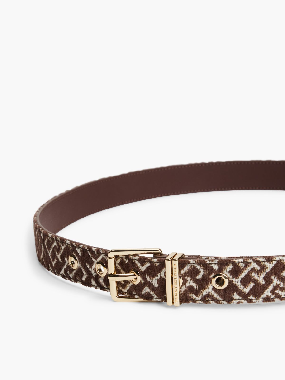 TH Monogram Jacquard Square Buckle Belt — Khaki