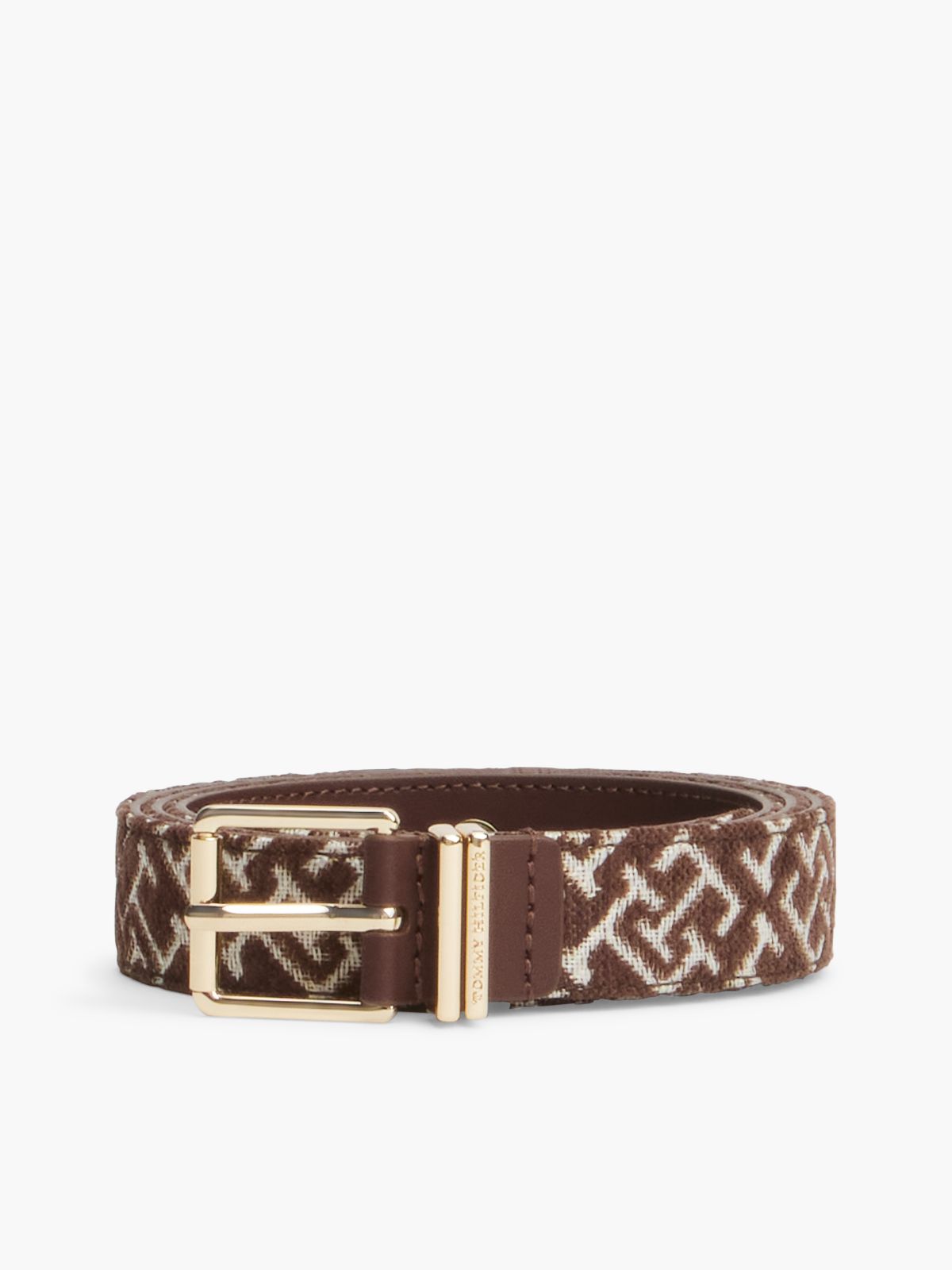 TH Monogram Jacquard Square Buckle Belt — Khaki