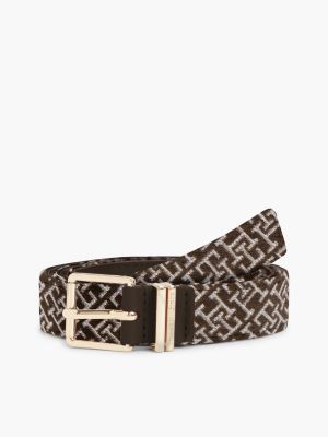 red gürtel mit th-monogramm-jacquardriemen für damen - tommy hilfiger