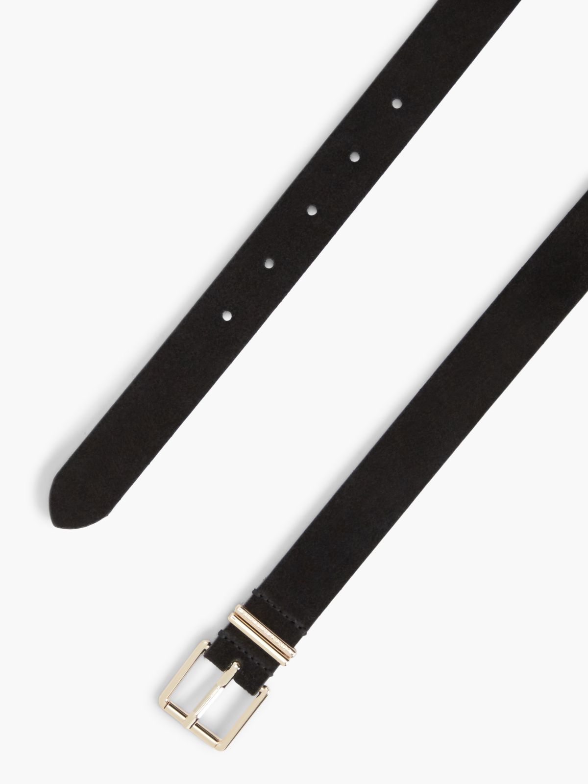 Suede Square Roller Buckle Belt — Black