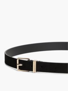Suede Square Roller Buckle Belt — Black 3