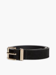 Suede Square Roller Buckle Belt — Black 4