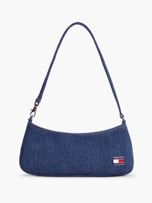 denim logo plaque denim shoulder bag for women tommy jeans