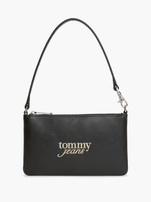 black teksturowany portfel na pasku z logo essential dla kobiety - tommy jeans