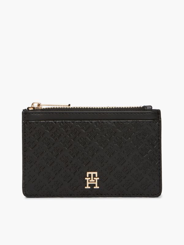 Hilfiger Icon Debossed Credit Card Holder — Black