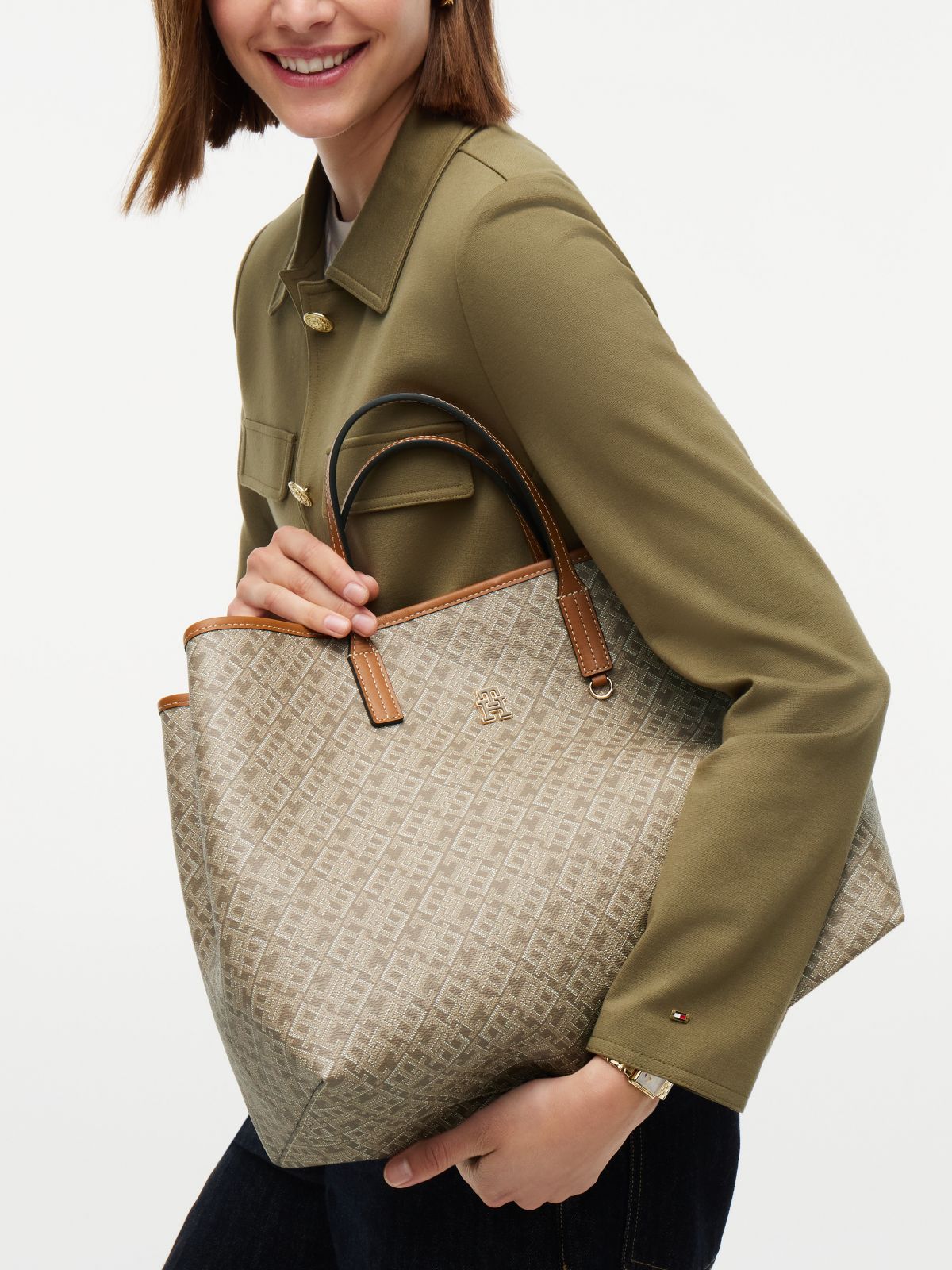 TH Monoplay Crossbody Satchel — Khaki