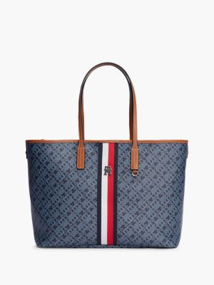 blue th monoplay global stripe tote bag for women tommy hilfiger