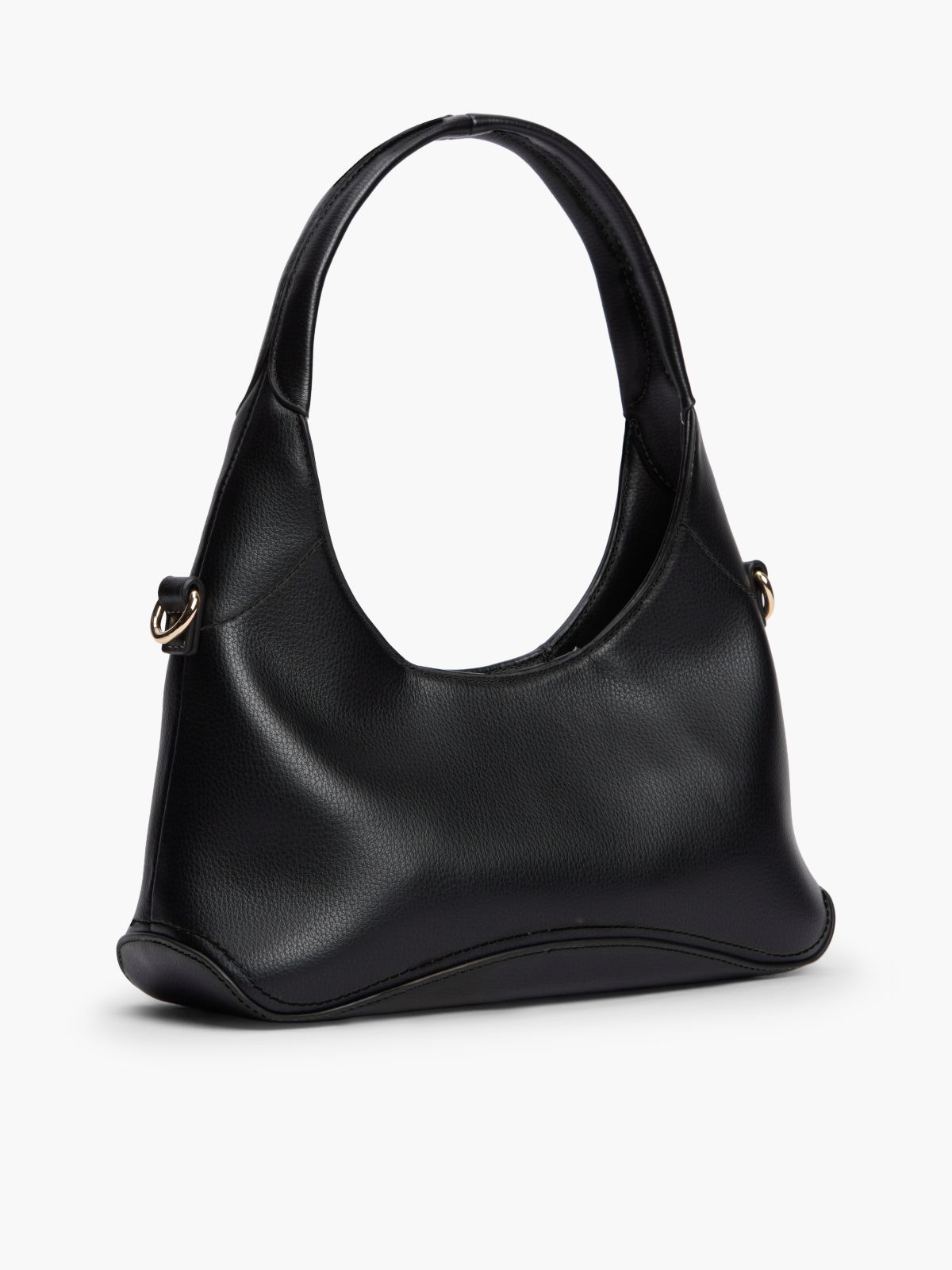 TH Monogram Plaque Crossbody Hobo Bag — Black