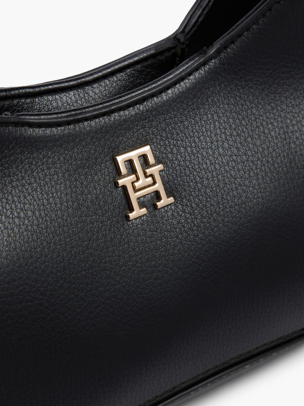 TH Monogram Plaque Crossbody Hobo Bag — Black