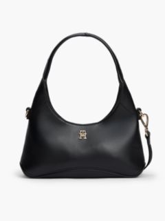 TH Monogram Plaque Crossbody Hobo Bag — Black 1