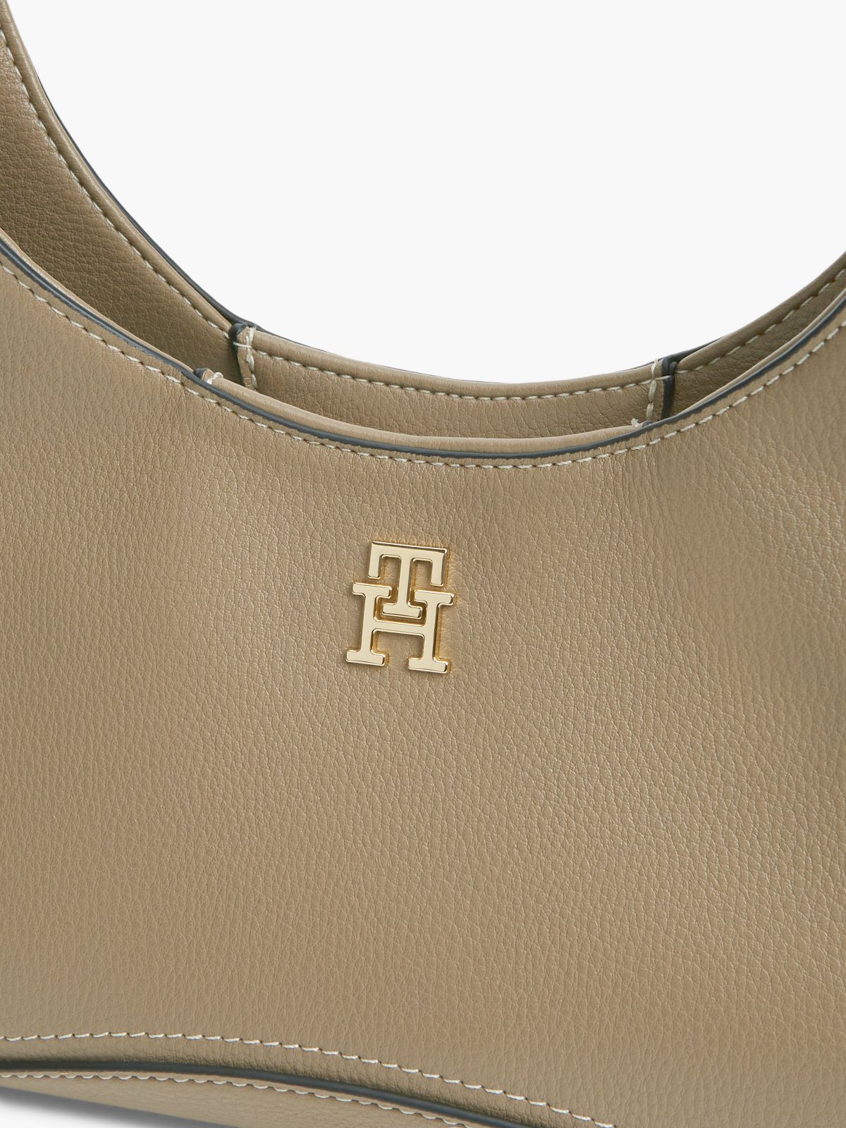 TH Monogram Plaque Crossbody Hobo Bag — Khaki