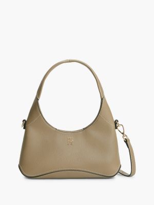borsa hobo a tracolla con monogramma th khaki da donne tommy hilfiger