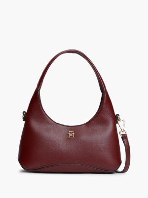 sac hobo à bandoulière et plaque monogramme th red pour femmes tommy hilfiger