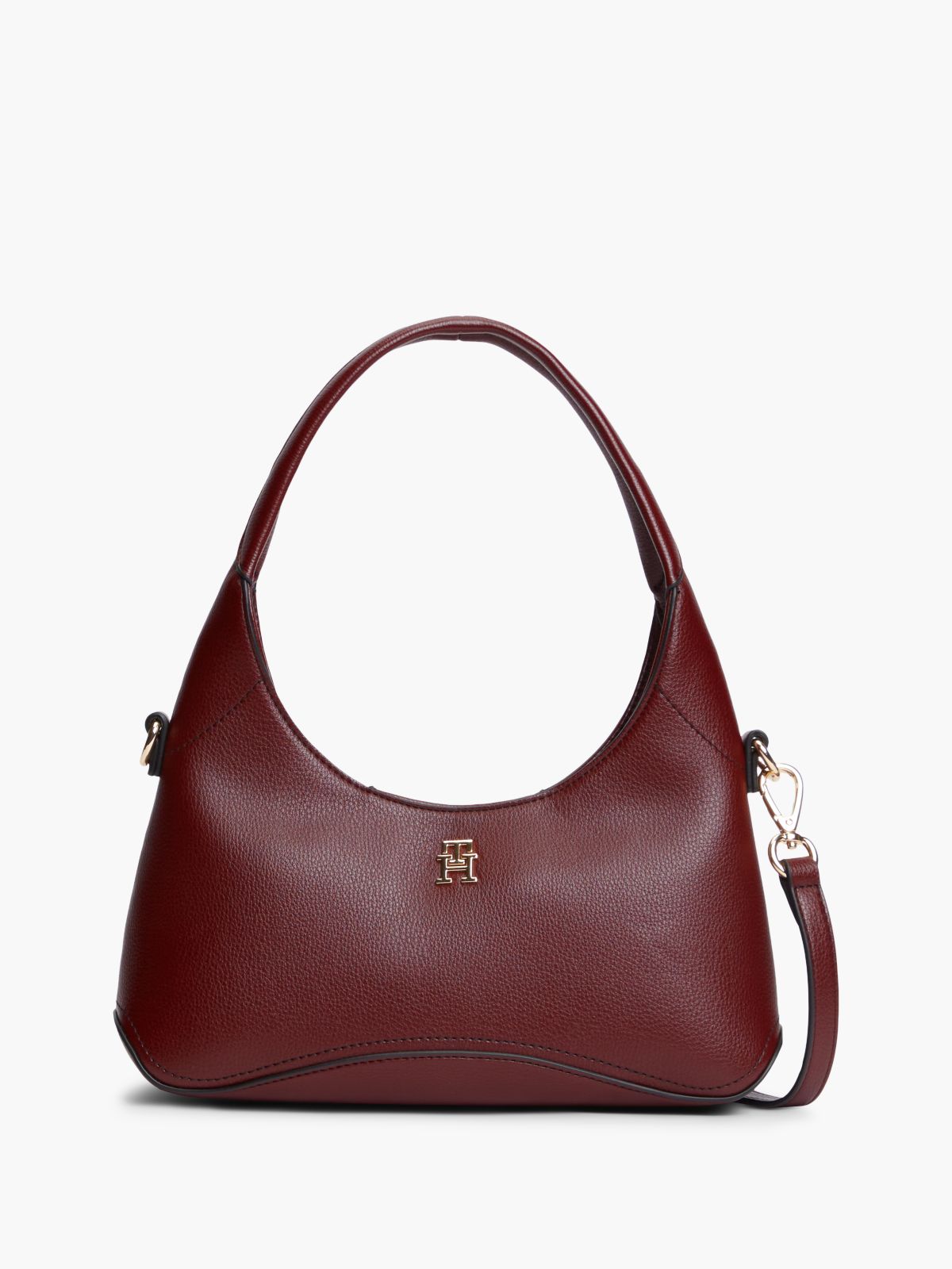 TH Monogram Plaque Crossbody Hobo Bag — Red