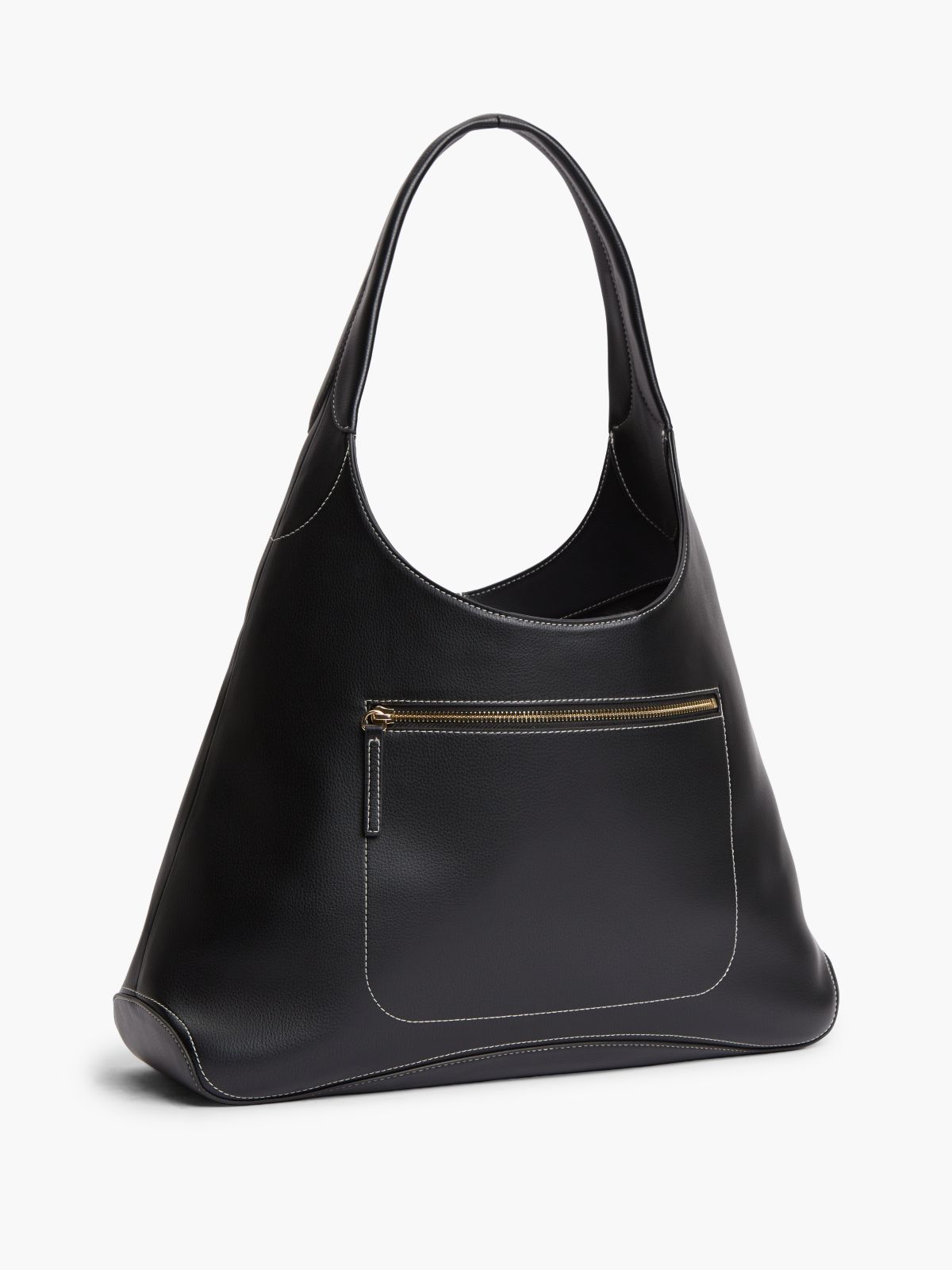 Zip Pocket TH Monogram Hobo Bag — Black