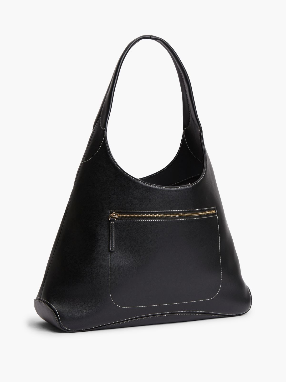 Zip Pocket TH Monogram Hobo Bag — Black