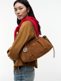 Soft Suede Studded Charm Shoulder Bag — Brown 2