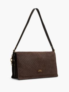 Suede TH Monogram Chain Shoulder Bag — Brown 3