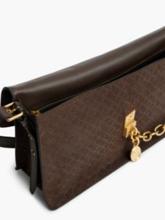 Suede TH Monogram Chain Shoulder Bag — Brown 5