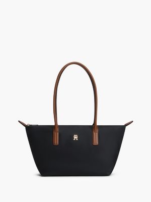 black popette elongated tote bag for women tommy hilfiger