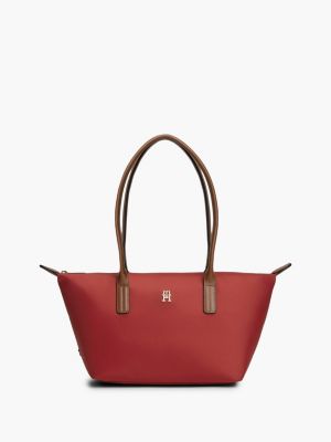 red popette elongated tote bag for women tommy hilfiger