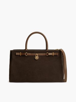 brown the american icon suede tote bag for women tommy hilfiger